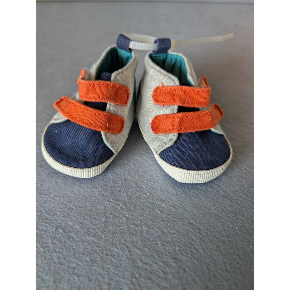Baby Sneakers Crib Shoes First Walkers Newborn Infant Toddler Blue Orange - Picture 3 of 6